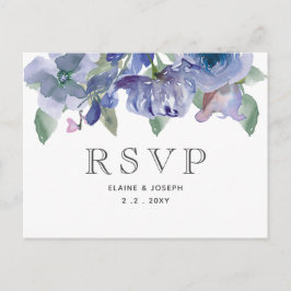 Rustic Dusty Blue Floral Wedding Uitnodiging Briefkaart