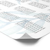 Rustic Dusty Blue Foliage Wedding Seding Chart Poster (Hoek)