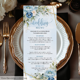 Rustic Dusty Blue Greenery Frame Wedding Menu