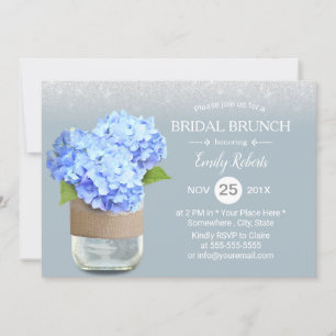 Rustic Dusty Blue Hydrangea Vrijgezellenfeest Brun Kaart