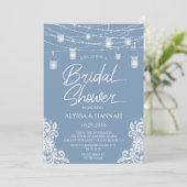 Rustic Dusty Blue LGBTQ Bridal Shower Invitation Kaart (Staand voorkant)