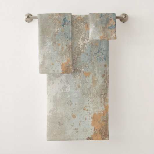 Rustic Dusty Blue Light Brown Abstract Farmhouse Bad Handdoek (Insitu)