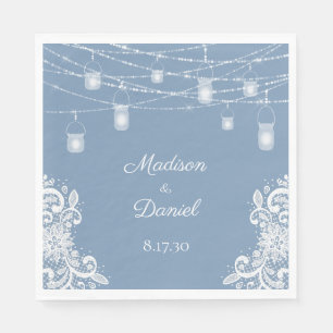 Rustic Dusty Blue Lights Wedding Napkins Servet