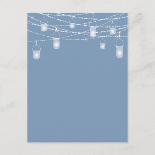 Rustic Dusty Blue Lights Wedding Reception Informatiekaartje (Achterkant)