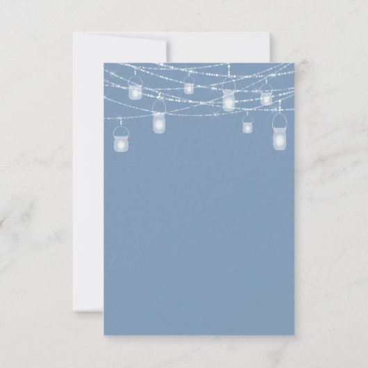Rustic Dusty Blue Lights Wedding RSVP Kaart (Achterkant)