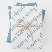 Rustic Dusty Blue Merry kerst Inpakpapier Vel (In situ)
