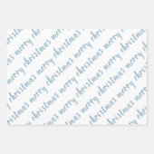 Rustic Dusty Blue Merry kerst Inpakpapier Vel (Voorkant)