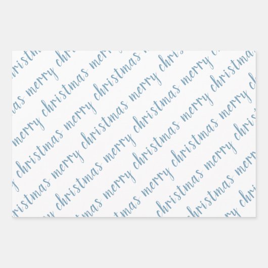 Rustic Dusty Blue Merry kerst Inpakpapier Vel (Voorkant)