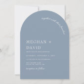 Rustic Dusty Blue Modern Arch Wedding Invitation Kaart (Voorkant)