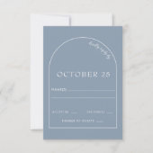 Rustic Dusty Blue Modern Arch Wedding RSVP Kaartje (Voorkant)