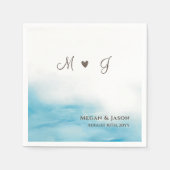 Rustic Dusty Blue Monogramm Beach Wedding Servet (Voorkant)