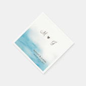 Rustic Dusty Blue Monogramm Beach Wedding Servet (Hoek)