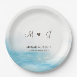 Rustic Dusty Blue Monogrammed Custom Wedding Papieren Bordje