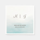 Rustic Dusty Blue Monogrammed Wedding Cocktail Servet (Voorkant)