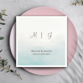 Rustic Dusty Blue Monogrammed Wedding Cocktail Servet