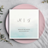 Rustic Dusty Blue Monogrammed Wedding Cocktail Servet