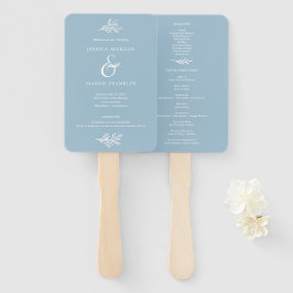 Rustic Dusty Blue Mr. en Mrs Wedding Programme Fan Handwaaier
