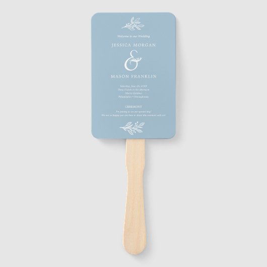 Rustic Dusty Blue Mr. en Mrs Wedding Programme Fan Handwaaier (Voorkant)