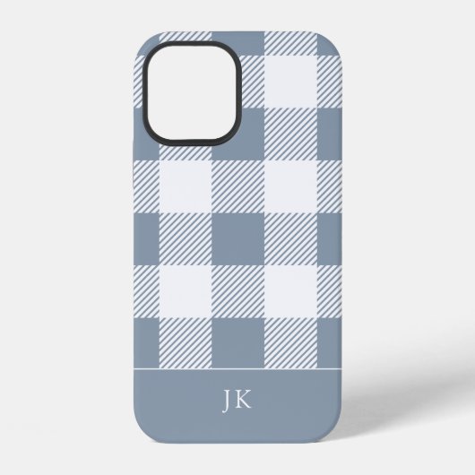 Rustic Dusty Blue Pset Pattern Monogram iPhone Hoesje (Achterkant)