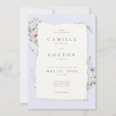 Rustic Dusty Blue Romantic Wildflower Wedding Kaart (Voorkant)