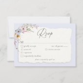 Rustic Dusty Blue Romantic Wildflower Wedding RSVP Kaartje (Voorkant)