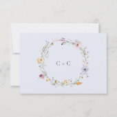 Rustic Dusty Blue Romantic Wildflower Wedding RSVP Kaartje (Achterkant)