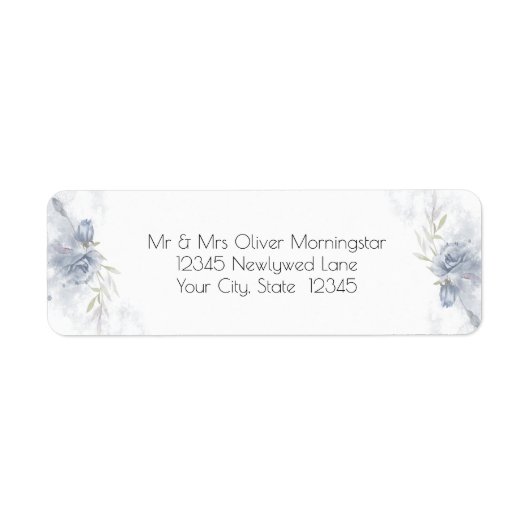Rustic Dusty Blue Roos Floral Etiket (Voorkant)