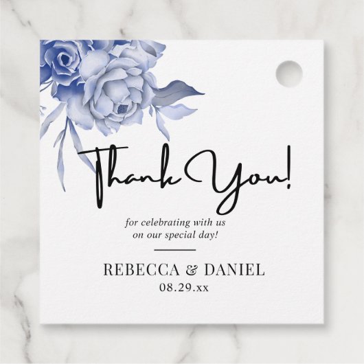 rustic dusty blue roses and other flowers bedankjes labels (Achterkant)