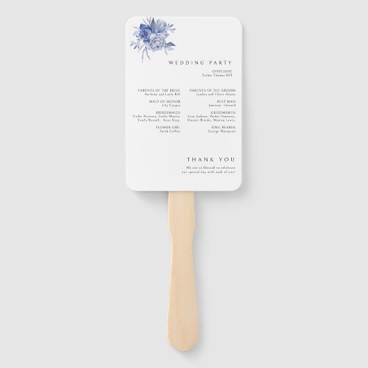 rustic dusty blue roses and other flowers handwaaier (Achterkant)