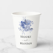 rustic dusty blue roses and other flowers papieren bekers (Voorkant)