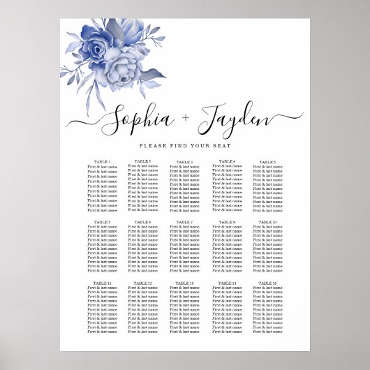 rustic dusty blue roses and other flowers poster (Voorkant)