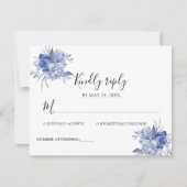 rustic dusty blue roses and other flowers RSVP kaartje (Voorkant)
