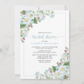 Rustic Dusty Blue Script Wildflower Vrijgezellenfe Kaart (Voorkant)