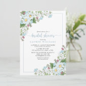 Rustic Dusty Blue Script Wildflower Vrijgezellenfe Kaart (Staand voorkant)