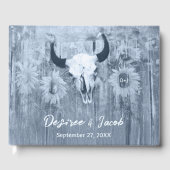 Rustic Dusty Blue Sunflower Bull Skull Gastenboek (Voorkant)