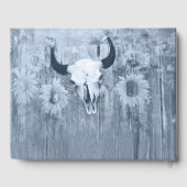 Rustic Dusty Blue Sunflower Bull Skull Gastenboek (Achterkant)