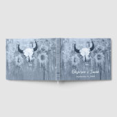 Rustic Dusty Blue Sunflower Bull Skull Gastenboek (Volledig)