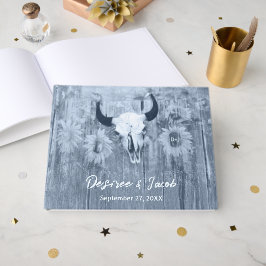 Rustic Dusty Blue Sunflower Bull Skull Gastenboek