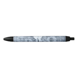Rustic Dusty Blue Sunflower Bull Skull Zwarte Inkt Pen