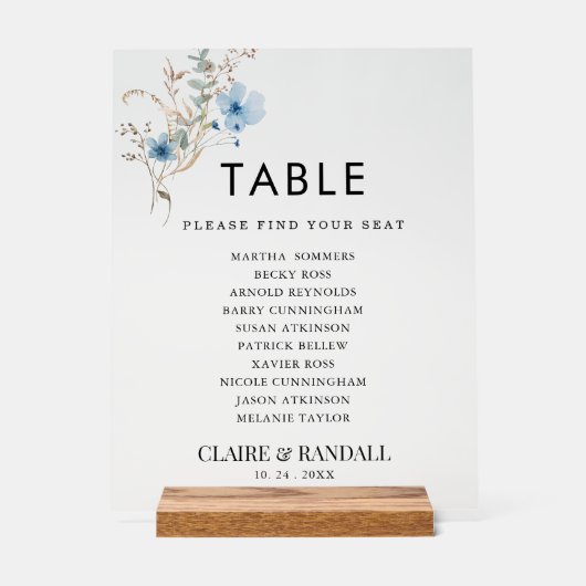 rustic dusty Blue watercolor flower bouquet Acryl Bord (Voorkant)