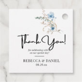 rustic dusty Blue watercolor flower bouquet Bedankjes Labels (Achterkant)