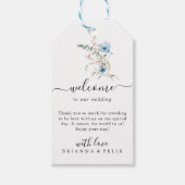 rustic dusty Blue watercolor flower bouquet Cadeaulabel (Voorkant)