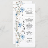 rustic dusty Blue watercolor flower bouquet Menu (Voorkant / Achterkant)