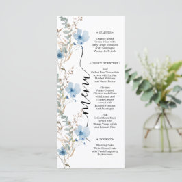 rustic dusty Blue watercolor flower bouquet Menu