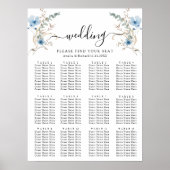 rustic dusty Blue watercolor flower bouquet Poster (Voorkant)