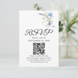 rustic dusty Blue watercolor flower bouquet RSVP Kaartje