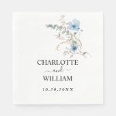rustic dusty Blue watercolor flower bouquet Servet (Voorkant)