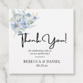 rustic dusty blue watercolor flowers & leaves bedankjes labels (Voorkant)