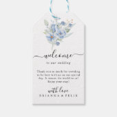 rustic dusty blue watercolor flowers & leaves cadeaulabel (Voorkant)