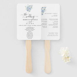 rustic dusty blue watercolor flowers & leaves handwaaier